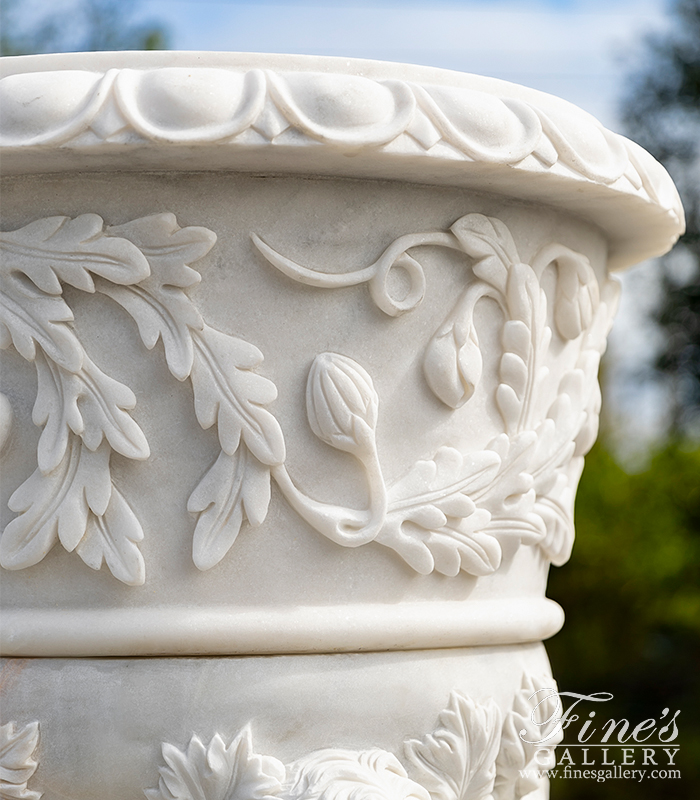 Marble Planters  - Luxurious Italian Marble Cherub Urn Pair  - MP-494